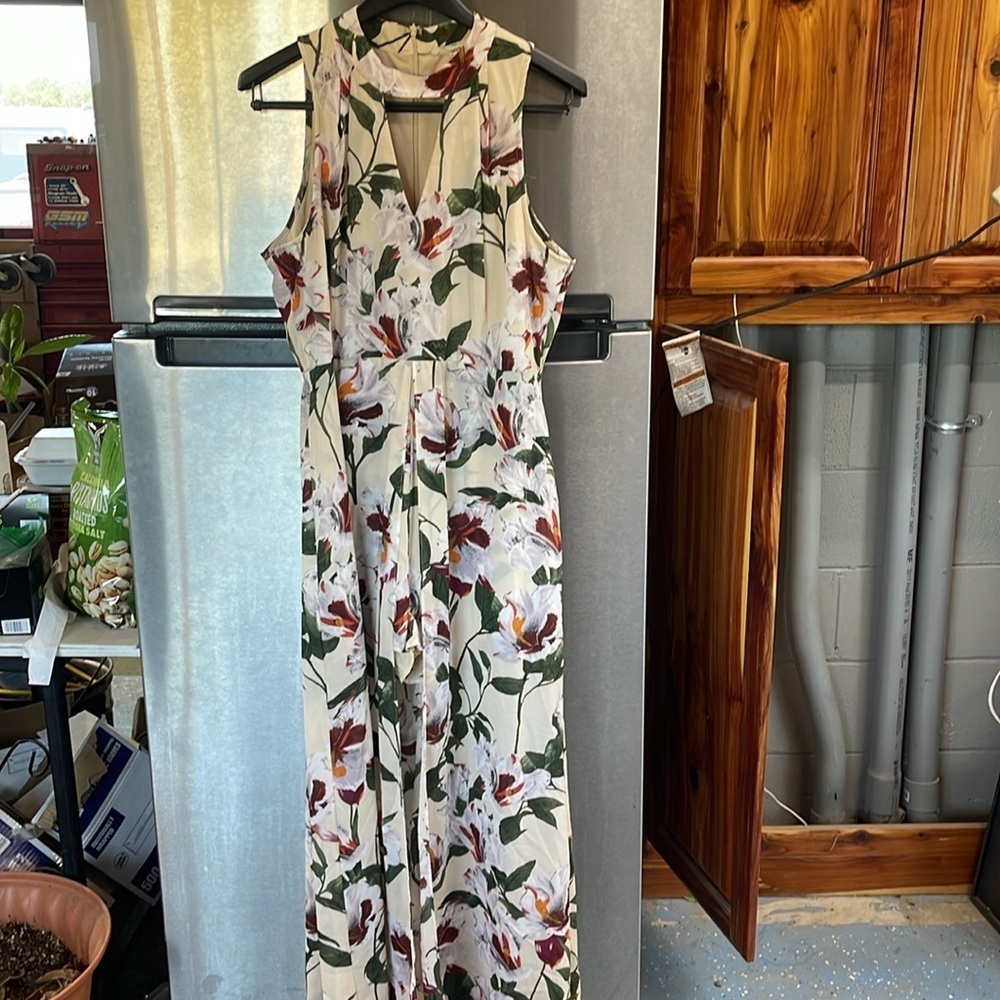 Entro Shorts Dress maxi‎ Tropical Floral women’s Lg , sheer full split skirt